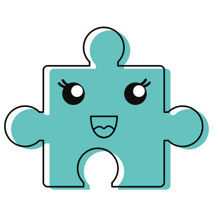 kawaii puzzle icon over white background, color crayon stripe design. vector illustrationのイラスト素材