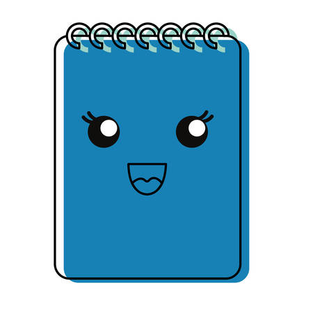 kawaii notepad icon over white background, color crayon stripe design. vector illustrationのイラスト素材