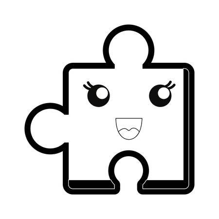 kawaii puzzle icon over white background, color crayon stripe design. vector illustrationのイラスト素材