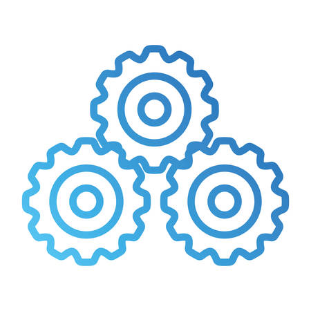 Flat line blue gear wheels over white background vector illustationのイラスト素材