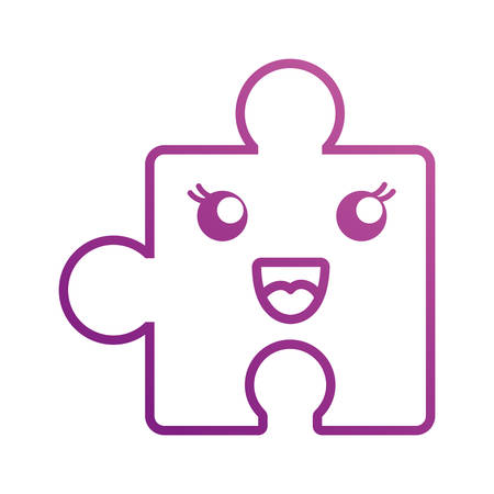 Flat line puzzle piece over white background vector illustrationのイラスト素材