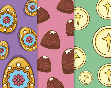 Design of happy easter day pattern with egg and coinのイラスト素材