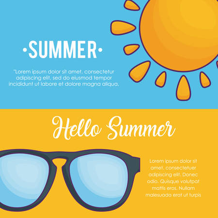 Hello summer design vector banner setのイラスト素材
