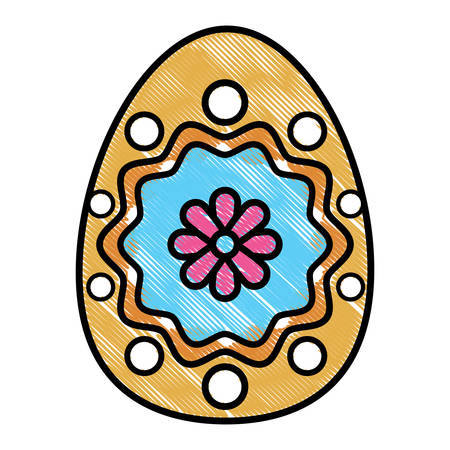 easter egg with floral design over white background, colorful design. vector illustrationのイラスト素材