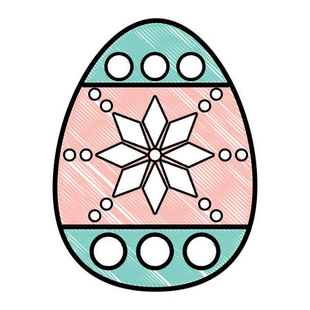 easter egg with floral design over white background, colorful design. vector illustrationのイラスト素材