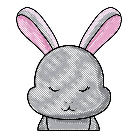 cute bunny icon over white background, colorful design vector illustrationのイラスト素材