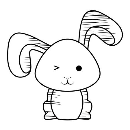 Cute rabbit icon isolated on plain background.のイラスト素材