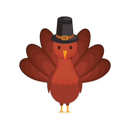 colorful turkey thanksgiving over white background  vector illustrationのイラスト素材