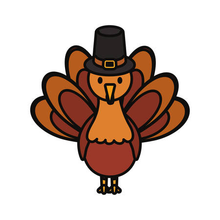 colorful turkey thanksgiving over white background  vector illustrationのイラスト素材