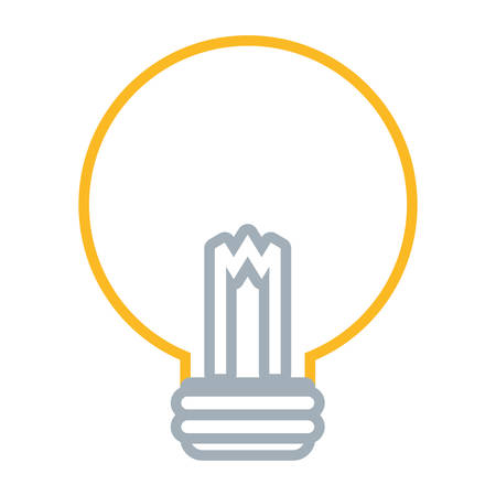 Flat line yellow light bulb over white background vector illustrationのイラスト素材