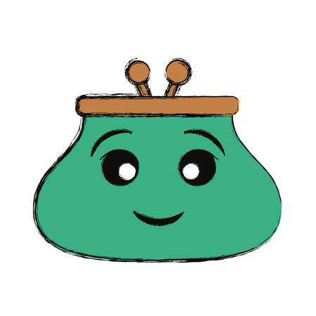 Kawaii teal purse doodle over white background vector illustration.のイラスト素材