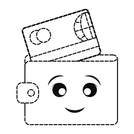 kawaii wallet with credit card over white background vector illustrationのイラスト素材