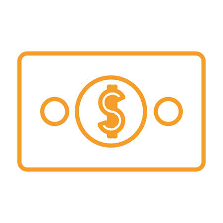 Flat line yellow  bill over white background vector illustrationのイラスト素材