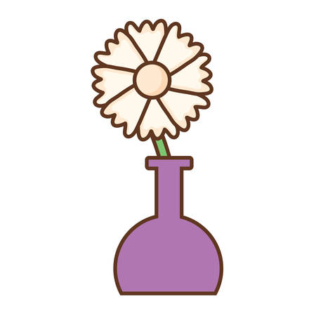 Vase with a beautiful flower icon over white background.のイラスト素材