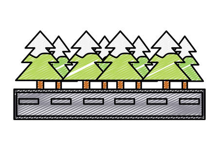 Pines at the road icon over white background, colorful design. Vector illustration.のイラスト素材