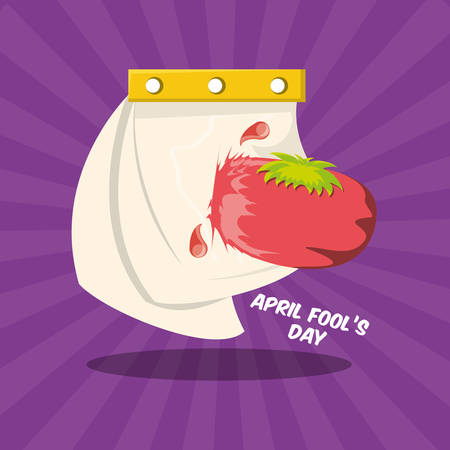 April fools day design with calendar and tomato squashed icon over background, colorful design vector illustrationのイラスト素材