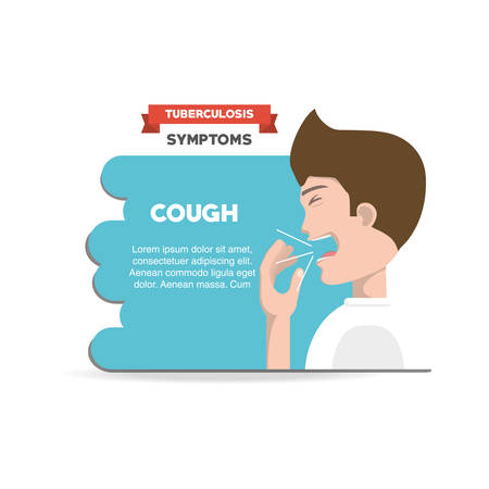 Tuberculosis infographic design with man coughing over white background, colorful design vector illustrationのイラスト素材