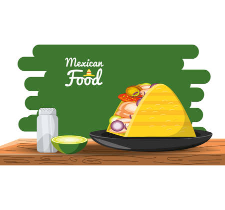 mexican traditional food taco vector illustration graphic designのイラスト素材
