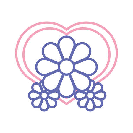Flat line colored flower over white background vector illustrationのイラスト素材