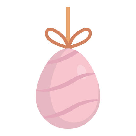 striped easter egg hanging over white background colorful design vector illustrationのイラスト素材