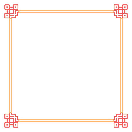 Asian square frame ornament icon over white background colorful design vector illustrationのイラスト素材