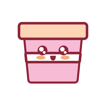 flat line colored flowerpot over white background vector illustrationのイラスト素材