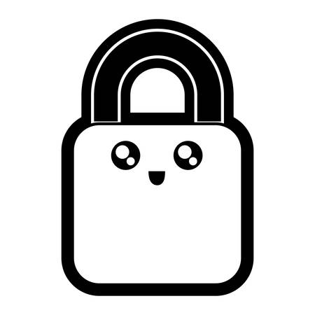 flat line monochromatic padlock over white background vector illustrationのイラスト素材