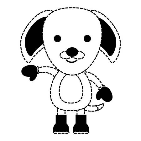 cute dog with boots and gloves over white background. christmas animals concept. vector illustrationのイラスト素材