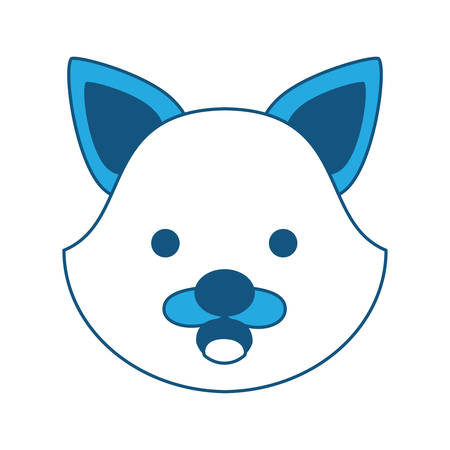 cute fox face icon over white background, blue shading design. vector illustrationのイラスト素材
