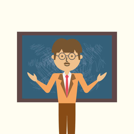 School teacher at the board over white background, colorful design. vector illustrationのイラスト素材