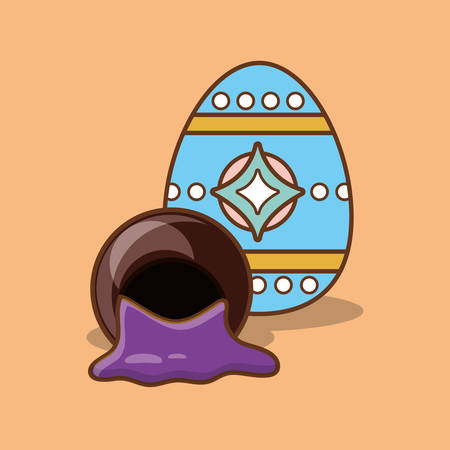 Easter egg with chocolate truffles over orange background, colorful design vector illustrationのイラスト素材