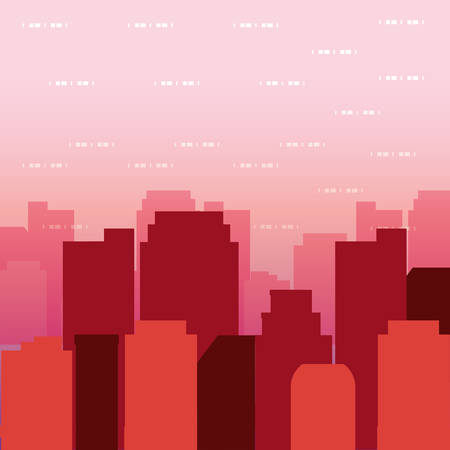 city buildings and skyscrapers, pink and red shading design. vector illustrationのイラスト素材