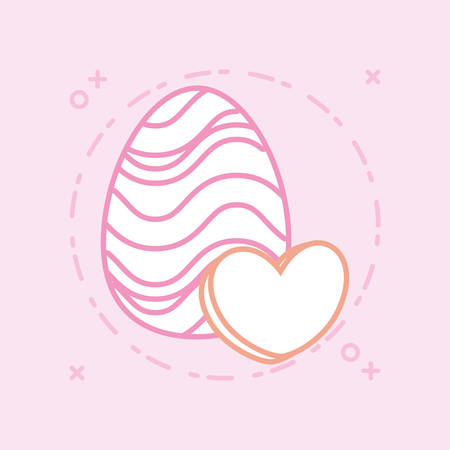 easter egg and heart icon over pink background, colorful design vector illustrationのイラスト素材