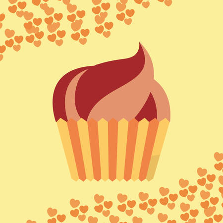 cupcake icon over yellow background, colorful desgin vector illustrationのイラスト素材