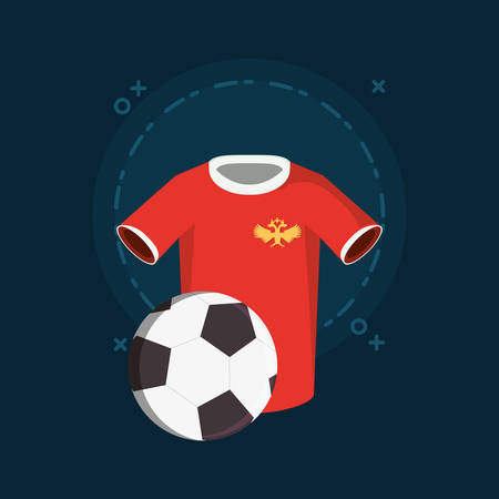 Russian shirt and soccer ball icon over blue backgroundのイラスト素材