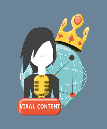 Viral content design with avatar man and related icons around over gray, colorful design. vector illustrationのイラスト素材
