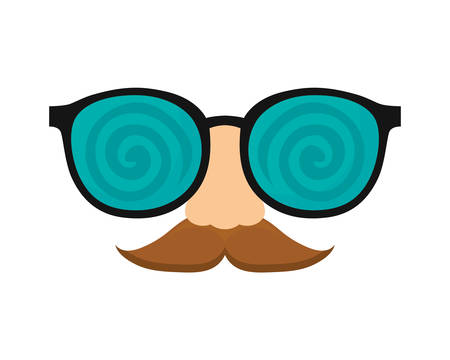 colorful dizzy glasses nose and mustache over white background vector illustrationのイラスト素材