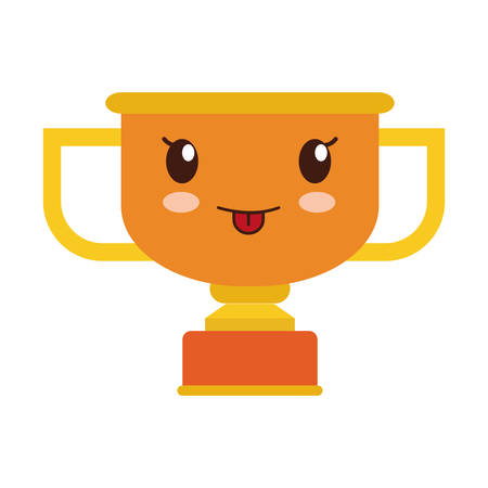 kawaii trophy cup over white background vector illustrationのイラスト素材