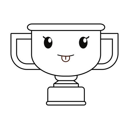 uncolored, kawaii trophy cup over white background vector illustrationのイラスト素材