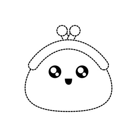 flat line uncolored  coin purse sticker vector illustrationのイラスト素材