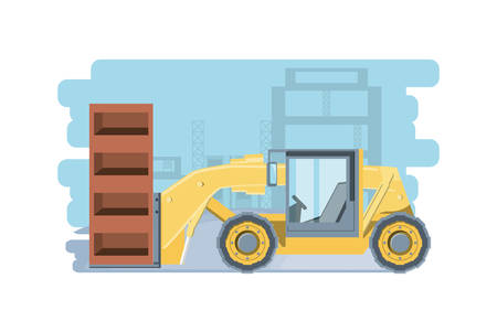 Construction forklift truck icon over whtie background, colorful design vector illustrationのイラスト素材