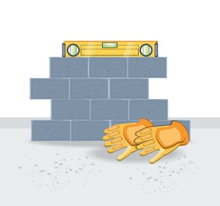 Bricks wall with spirit leves and gloves over white background.のイラスト素材