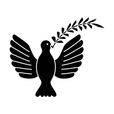A dove carrying a branch icon over white background, vector illutrationのイラスト素材