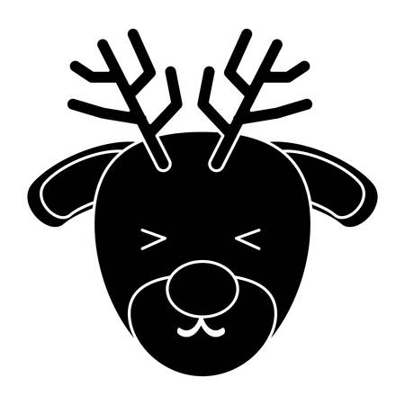 Cute reindeer icon over white background, vector illustrationのイラスト素材