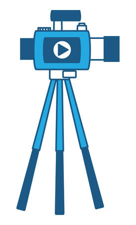 VIdeo camera on the tripod icon over white background, vector illustrationのイラスト素材