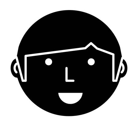Cartoon man face icon over white background, vector illustrationのイラスト素材