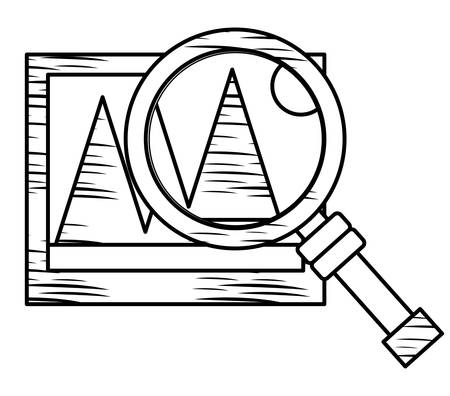 sketch of magnifying glass with Picture icon over white background, vector illustrationのイラスト素材
