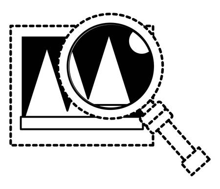 magnifying glass with Picture icon over white background, vector illustrationのイラスト素材