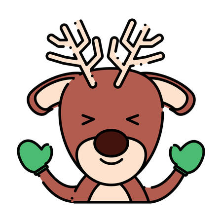 Cute deer with gloves over white background, colorful design. vector illustrationのイラスト素材