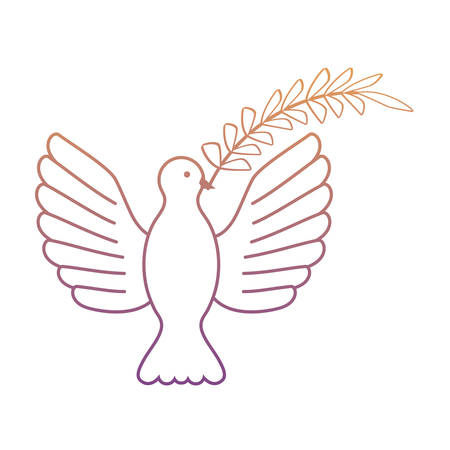 dove carrying a branch icon over white background, colorful design. vector illutrationのイラスト素材